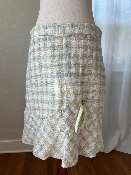 kenzie Dresses & Skirts - kenzie Cotton Tweed Asymmetrical Flared Skirt with Ribbon Accent. Size 8